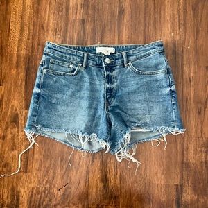 L.O.G.G. Blue Jean Shorts High Rise Destroyed Hem Size 8 Medium Wash Denim EUC